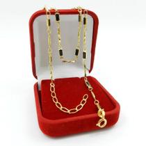 Corrente Feminina 45/50cm 3mm Preta Folheado Ouro CR800