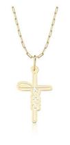 Corrente Feminina 45 Cm Cruz Jesus Vazada Ouro 10k P108