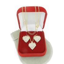 Corrente Feminina 45Cm 1Mm + Brinco Folheado Ouro Cj101