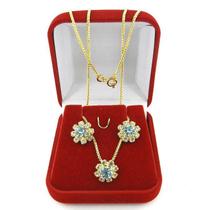 Corrente Feminina 45Cm 1Mm Brinco Strás Folheado Ouro Cj102 Corrente Feminina 45Cm 1Mm Brinco Strás Folheado Ouro Cj102