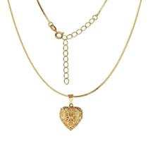 Corrente Feminina 45Cm 1Mm Relicário 2Cm Folheado Ouro Cr317