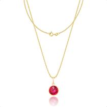 Corrente Feminina 45cm Ouro 18k + Pingente VERMELHO