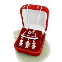 Corrente Feminina 50Cm 2 Meninos Menina Folheada Prata Cr829 Corrente Feminina 50Cm 2 Meninos Menina Folheada Prata Cr829