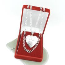 Corrente Feminina 50Cm 4Mm + Relicário Folheada Prata Cr535 Corrente Feminina 50Cm 4Mm + Relicário Folheada Prata Cr535