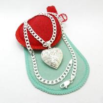 Corrente Feminina 50Cm 5Mm Relicário Folheada Prata Cr865 Corrente Feminina 50Cm 5Mm Relicário Folheada Prata Cr865