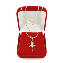 Corrente Feminina 50cm Libelula Folheada Ouro 18k CR441 Corrente Feminina 50cm Libelula Folheada Ouro 18k CR441