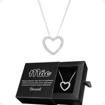 Corrente Feminina aço + pingente strass Mãe Coração + caixa presente casual social Qualidade Premium moda Corrente Feminina aço + pingente strass Mãe Coração + caixa presente casual social Qualidade Premium moda