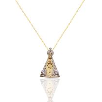 Corrente Feminina Americana Com Pingente Nossa Senhora Mini Ouro 18k