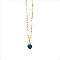 Corrente Feminina Bailarina Ouro 18 K 750 40cm Pingente Coração azul