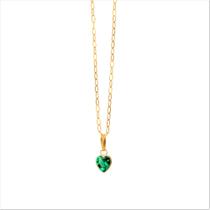 Corrente Feminina Bailarina Ouro 18 K 750 60cm Pingente Coração verde