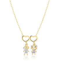 Corrente Feminina Com Pingentes de Filhos Menino Menina Casal Ouro 18k