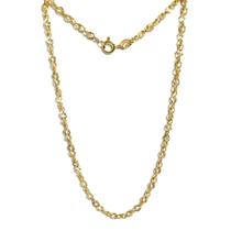 Corrente Feminina de Ouro 18k 50cm Meia Corda Cordão Colar Gargantilha Elo Trabalhado Corrente Feminina de Ouro 18k 50cm Meia Corda Cordão Colar Gargantilha Elo Trabalhado