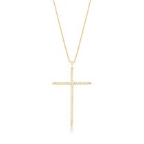 Corrente Feminina Dourada Com Imagem Cruz de Zircônias - Tam. 45 Corrente Feminina Dourada Com Imagem Cruz de Zircônias - Tam. 45