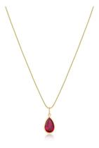 Corrente Feminina em ouro 18K 750 40cm E Pingente Zircônia Vermelho Rubi