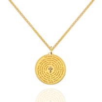 Corrente Feminina Maciça Com Mandala Pai Nosso Ouro 18k 50 cm