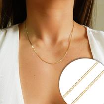 Corrente Feminina Maciça Piastrine Em Ouro 18k 2mm