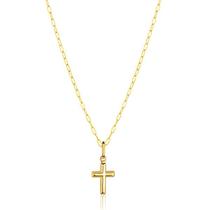 Corrente Feminina Maciça + Pingente Cruz Mini Ouro 18k