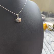 Corrente Feminina Masculina com Pingente Coração Amantes Namorados Semi Jóia Banhada a Ouro ou Prata