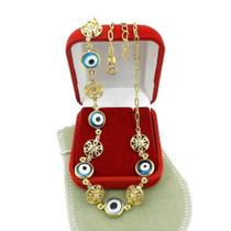 Corrente Feminina Olho Grego Folheada Ouro 40cm 2mm GG115 Corrente Feminina Olho Grego Folheada Ouro 40cm 2mm GG115