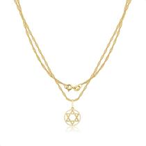 Corrente Feminina Ouro 18k E Pingente Estrela De Davi Corrente Feminina Ouro 18k E Pingente Estrela De Davi