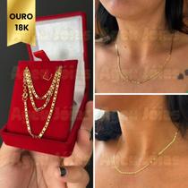 Corrente Feminina Ouro 18k Piastrine Maciça Colar Ouro 45cm 50cm 40cm Corrente Feminina Ouro 18k Piastrine Maciça Colar Ouro 45cm 50cm 40cm
