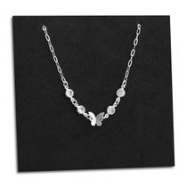 Corrente Feminina Pedra Zircônia Borboleta Prata 925 Maciça