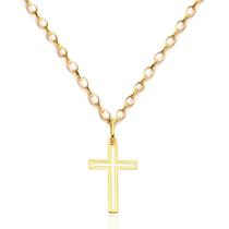 Corrente Feminina Portuguesa Com Pingente Cruz Crucifixo Ouro 18k 45 cm