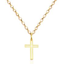 Corrente Feminina Portuguesa Com Pingente Cruz Crucifixo Ouro 18k