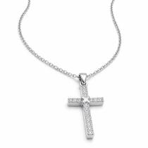 Corrente Feminina Prata Cruz Cravejada 51cm Elegante Presente Luxo Colar Corrente Feminina Prata Cruz Cravejada 51cm Elegante Presente Luxo Colar