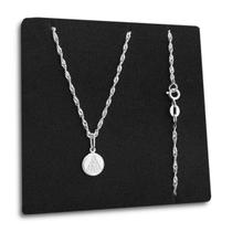 Corrente Feminina Singapura Nossa Senhora Aparecida de Prata 925 Legítima Maciça Original Italiana 45cm