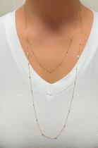 Corrente Feminina Veneziana Bolinha Longa 130cm Ouro 18k 750 Corrente Feminina Veneziana Bolinha Longa 130cm Ouro 18k 750