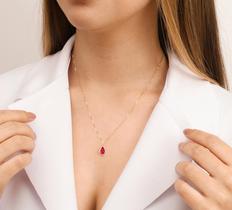 Corrente Feminino Singapura Ouro 18k 45cm + Pingente Gota Vermelho Rubi Corrente Feminino Singapura Ouro 18k 45cm + Pingente Gota Vermelho Rubi