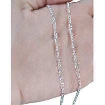 Corrente Fígaro Alternada 3x2x1 com 2mm e 60cm Folheada a Prata Unissex