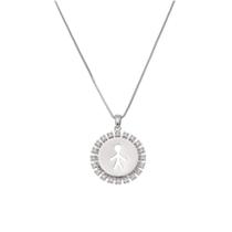 Corrente Folheada A Ródio Com Pingente Filho Corrente Folheada A Ródio Com Pingente Filho