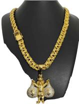 Corrente Friso 12Mm + Pingente Tio Patinhas - Banhado A Ouro Corrente Friso 12Mm + Pingente Tio Patinhas - Banhado A Ouro