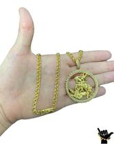 Corrente Friso 5Mm + Pingente São Jorge - Banhado A Ouro 18K