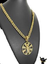 Corrente Friso 8Mm + Pingente Nossasra - Banhado A Ouro 18K