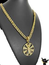 Corrente Friso 8mm + Pingente NossaSra - Banhado a Ouro 18k Corrente Friso 8mm + Pingente NossaSra - Banhado a Ouro 18k