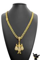 Corrente Friso 8Mm + Pingente Tio Patinhas - Banhado A Ouro Corrente Friso 8Mm + Pingente Tio Patinhas - Banhado A Ouro