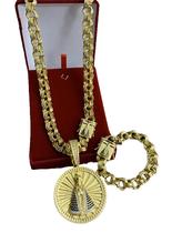 CORRENTE FRISO + PULSEIRA (12mm) + PINGENTE NOSSA SENHORA - FECHO ESPECIAL - BANHADO A OURO 18K CORRENTE FRISO + PULSEIRA (12mm) + PINGENTE NOSSA SENHORA - FECHO ESPECIAL - BANHADO A OURO 18K