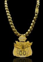 Corrente Friso S 12mm Moeda antiga + Pingente Visionário