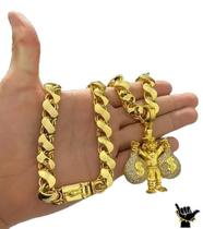 Corrente Friso S 12Mm + Pingente Tio Patinhas Banhado A Ouro Corrente Friso S 12Mm + Pingente Tio Patinhas Banhado A Ouro