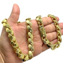 Corrente Friso S 13mm Dupla Face Fecho Premium Banhado Ouro Corrente Friso S 13mm Dupla Face Fecho Premium Banhado Ouro