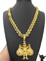 Corrente Friso S Vado 12Mm Ping Tio Patinha Banhado A Ouro