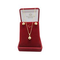 Corrente Gargantilha Banhada a Ouro 45cm + Extensor e Brinco Bola com Caixa de Luxo-Semijoa Folheada Corrente Gargantilha Banhada a Ouro 45cm + Extensor e Brinco Bola com Caixa de Luxo-Semijoa Folheada