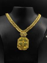 Corrente Gourmet 13mm Moeda antiga + Pingente Cada um com sua sorte