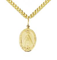 Corrente Groumet 60cm Com Medalha Nossa Senhora Aparecida Masculino 5.5 grama em Ouro 18k