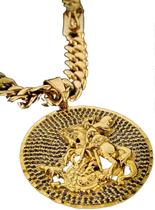 Corrente Grumet 10Mm + São Jorge Cravejado Banhados A Ouro