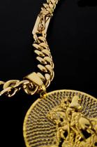 Corrente grumet 10mm + são jorge cravejado banhados a ouro