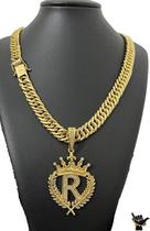 Corrente Grumet 13Mm + Pingente Letra King - Banhado A Ouro Corrente Grumet 13Mm + Pingente Letra King - Banhado A Ouro